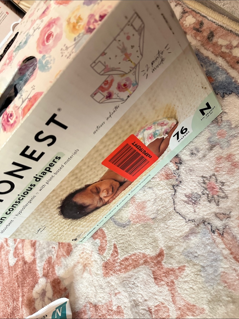 The Honest Company Floral Diaper Box size newborn